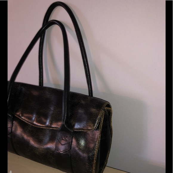Vintage Anne Klein Black Leather Handbag - Picture 4 of 16